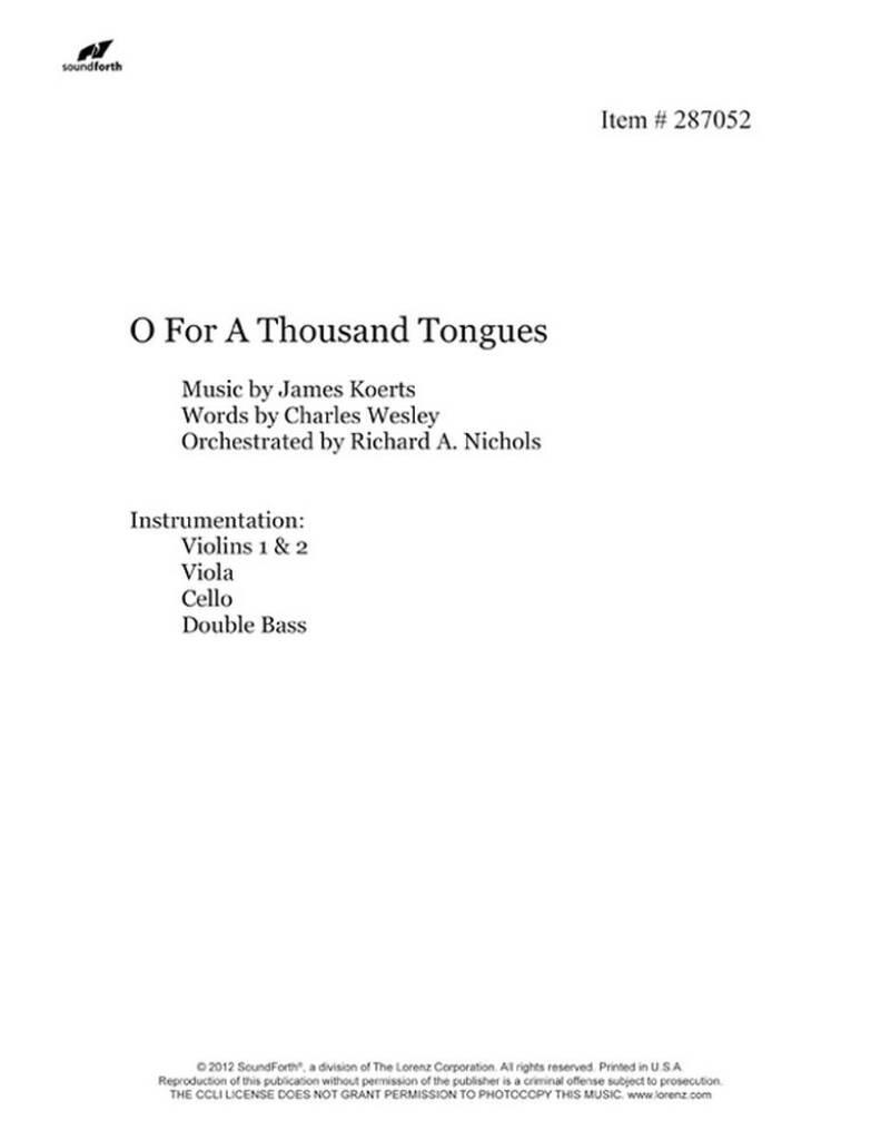O For A Thousand Tongues